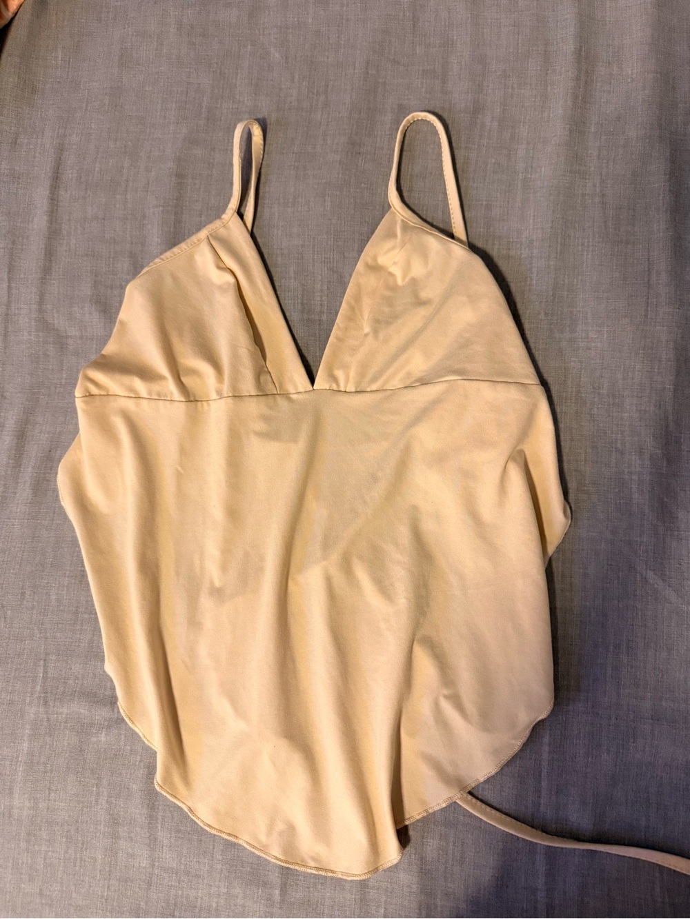SHEIN Beige V-Neck Satin Crop Cami with Adjustable Straps